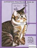 Známky Laos 1989 Mačky nerazítkovaný hárček MNH - Kliknutím na obrázok zatvorte -